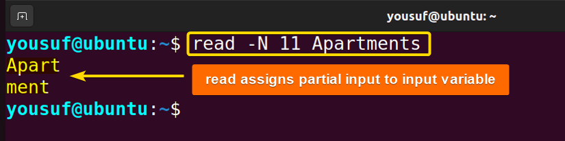 Using read -N command to specify 11 bytes of an input