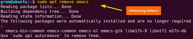 removing emacs package
