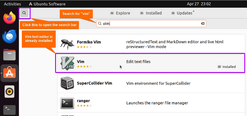 install vim using GUI