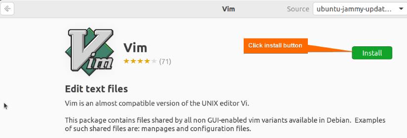 install vim with ubuntu software