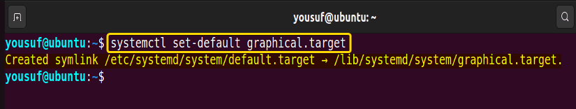 Changing default target to GUI using systemctl