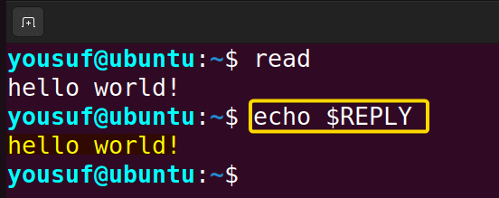 Using echo $REPLY command to display the specified user input