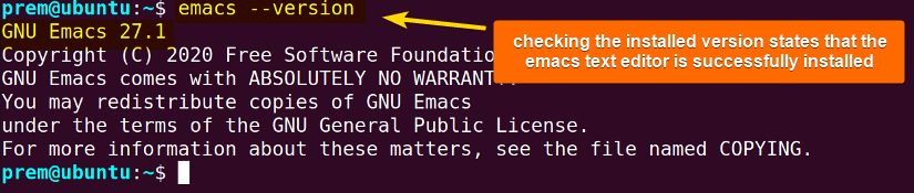 emacs installation verification