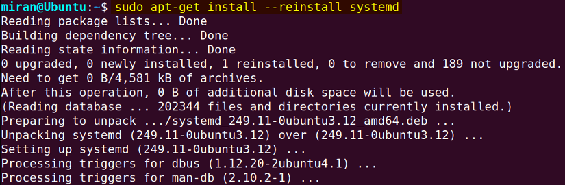 Reinstalling the “systemctl” Package