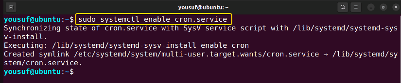 Running enable command with systemctl