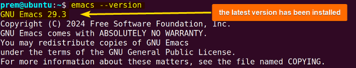 verify emacs installation with ppa