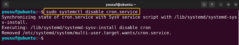 Disabling services with systemctl disable command