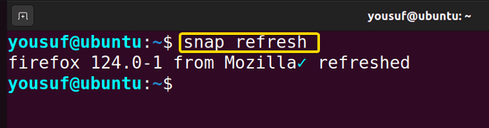Updating package to the latest version using snap refresh command