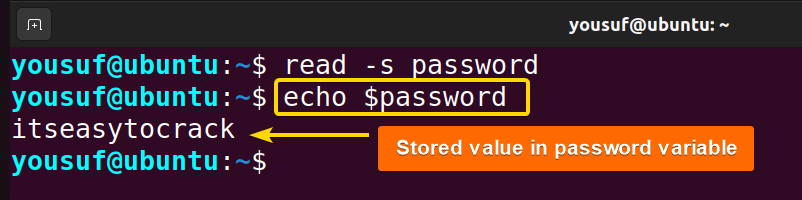 Using echo command to display the hidden password