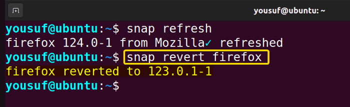 Reverting an updated snap package