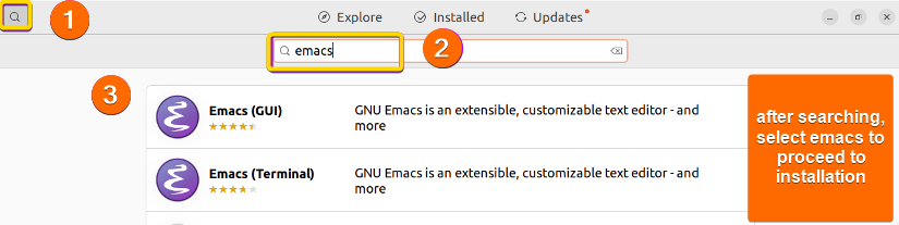finding emacs in ubuntu software