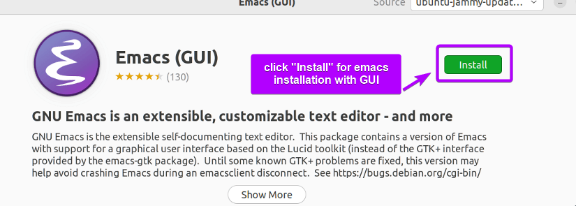 click install for emacs installation