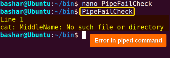 using set -eo pipefail command to exit the script execution if any error happens in a piped command line