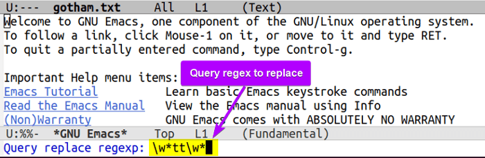 query to replace using regex