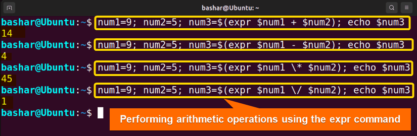 13 Performing arithmetic operations using the expr command