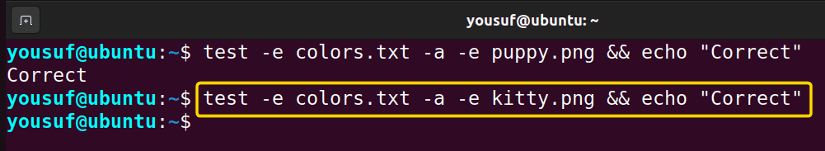 Using a non-existential file in AND operator