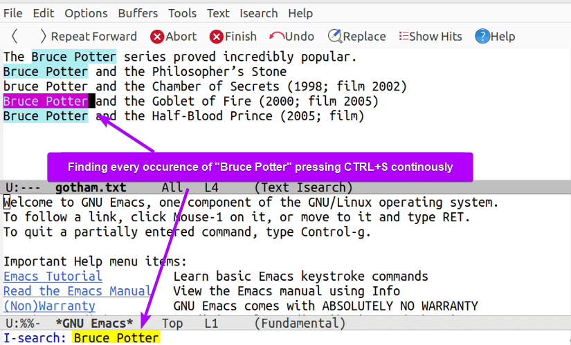 incremental find of string