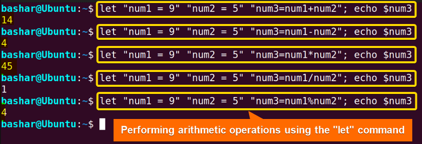 2 performing arithmetic operations using the let command in Linux