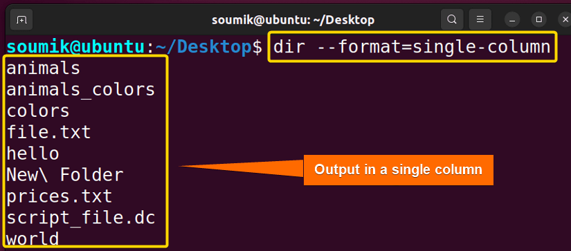 Changing output format
