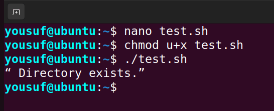 Using test command in scripts