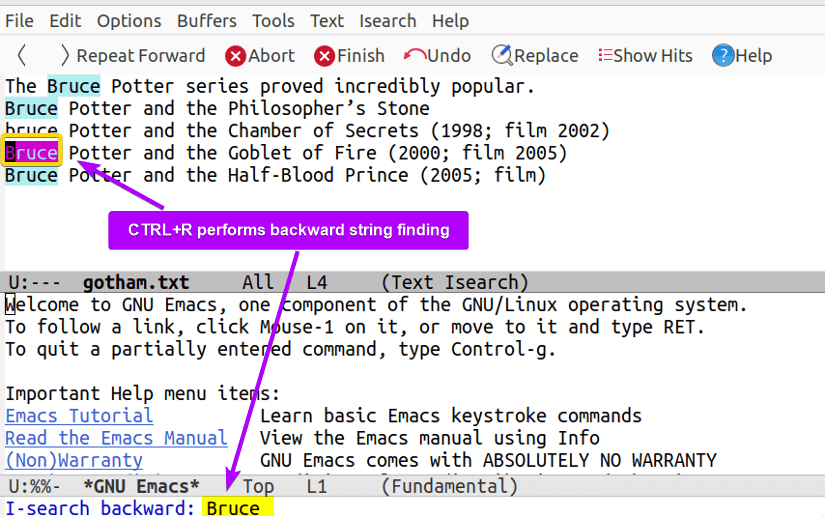 CTRL+R deos backward search