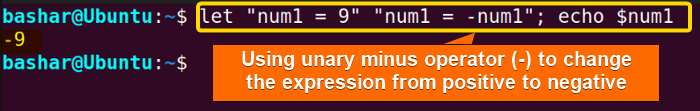 3 using unary minus operator to change the value of a positive expression to a negative one