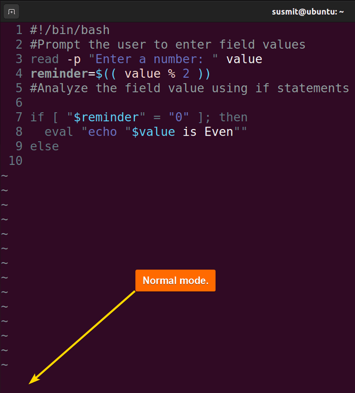 Normal mode.