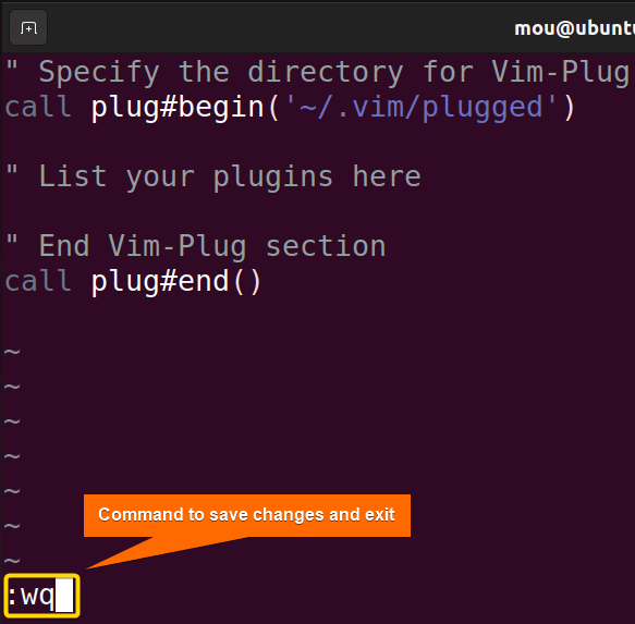 save and exit vim-plug configuration