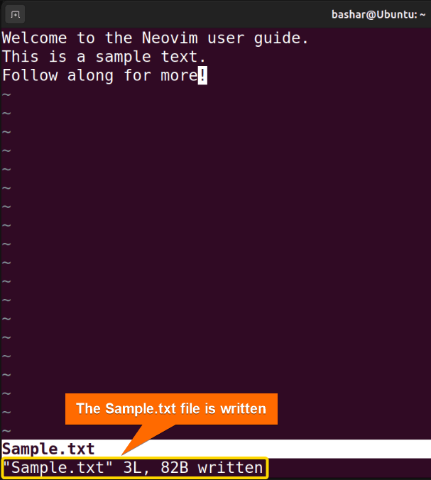 4 saving the text file using neovim in Linux