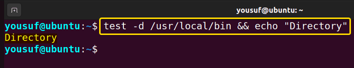 Checking directory using test command with -d option