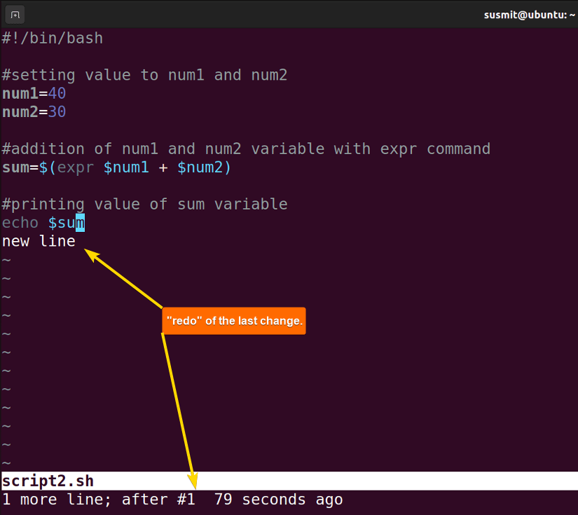 redoing the change after the undo operation in Vim