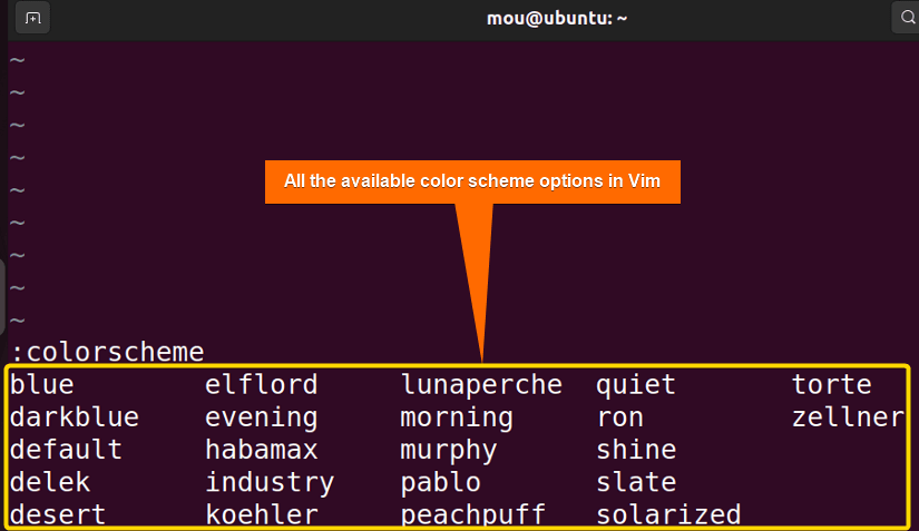 view all color schemes in Vim