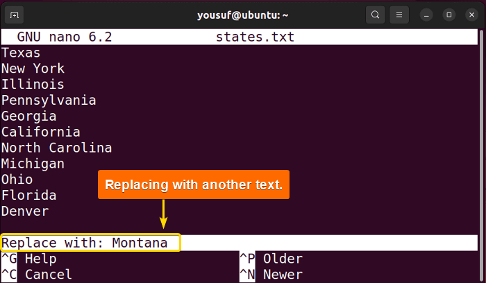 7-Entering text to replace another text
