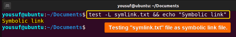 Testing files for symlinks using test with -L option