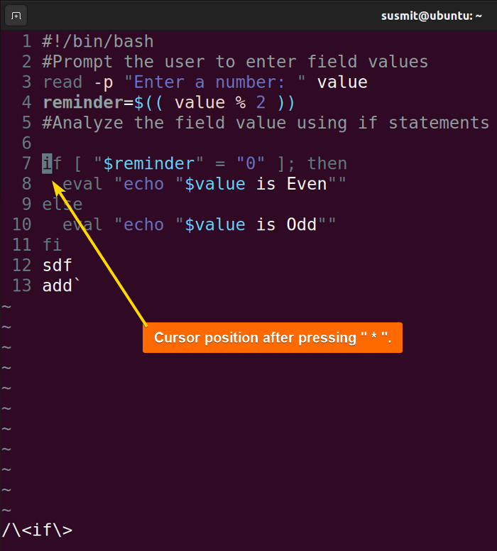 Current word is found in Vim