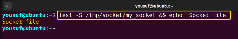 Checking for a socket file using test command with -S option