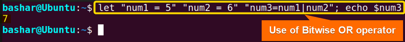 8 using Bitwise OR operator with let command in linux