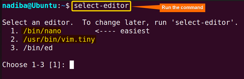 Setting default text editor using 'select-editor' command