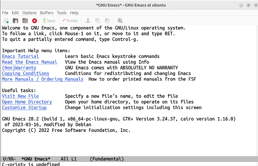 Interface of Emacs text editor